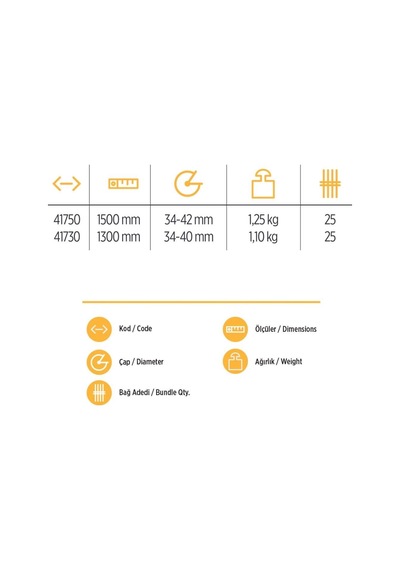 Mey İthalat Yks 41750 Eğik Kürek Sapı 1,5 Metre
