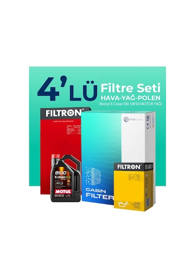 Filtron BMW 6.30 Benzinli Filtre Bakım Seti Motul Motor Yağlı (2004-2010) 4 Lü