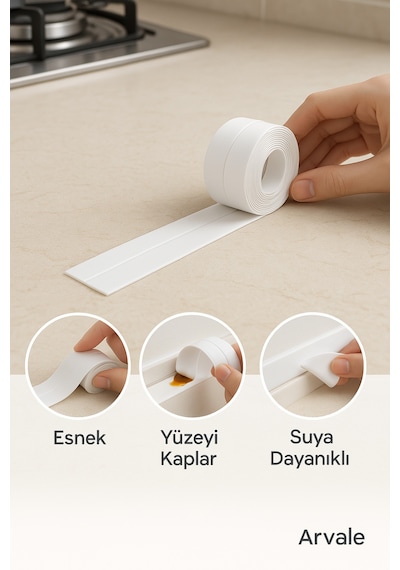 3,2 Mt Su Sızdırmaz Bant Banyo , Mutfak , Duş , Pencere , Kenar Bandı 3.2mt Delik Kapatıcı