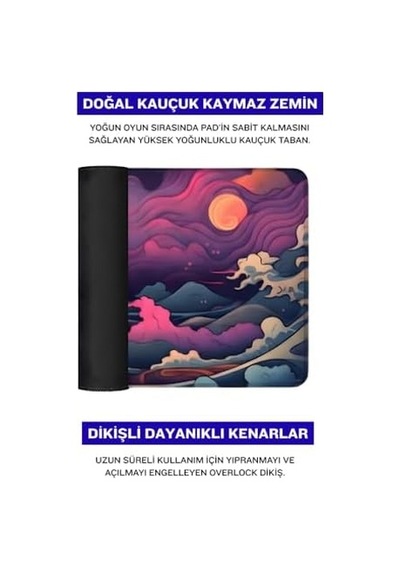 8 Farklı Desenli Baskılı Model Black Deer Xxl Gaming Mouse Pad 90x40 Cm Dikişli Kenar, Kaymaz Taban, Dijital Tasarım, Hassas Takip, Ultra Geniş Oyuncu Mousepad Japon Dalgası 90x40 Cm