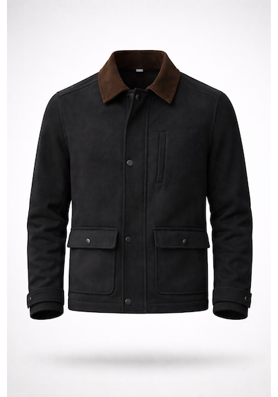 İmza Antrasit Kadife Polo Yaka Düz Yırtmaçsız Tam Astar Slim Fit Casual Mont Antrasit