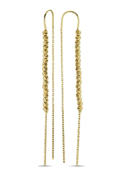 Sembol Gold Dorikalı Altın Küpe 14K Sarı Gold 7,0 Cm