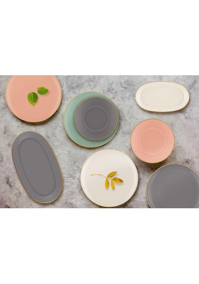 The Mia Basic Oval Servis Somon Pembe - 29cm 2 Li Set