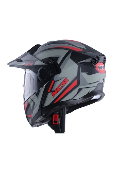 Ncr X-Cross Kırmızı Grafik Ece-22.06 Çene Açılır Kask Kırmızı Gri