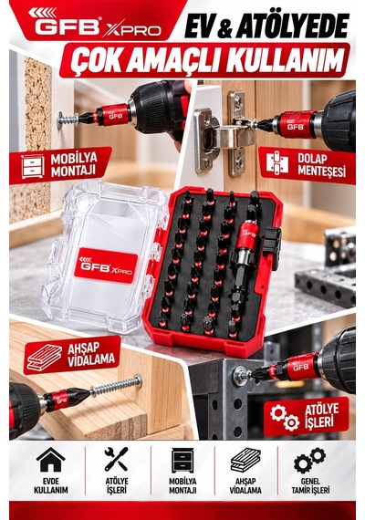Gfb Xpro 32 Parça Tornavida Uç Seti Quick Release Bit Tutuculu, Ph/pz/hex/torx/torx-proof Uçlu Kom
