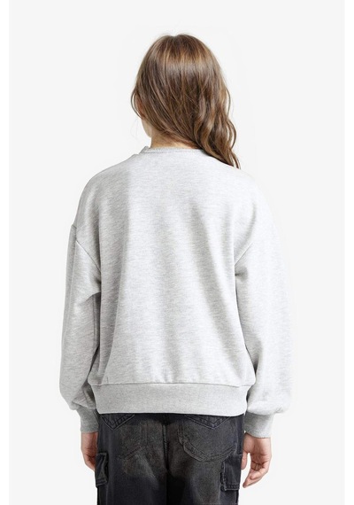Defacto Kız Çocuk Relax Fit Bisiklet Yaka Slogan Baskılı 2li Sweatshirt E6473a825aubk81 Siyah