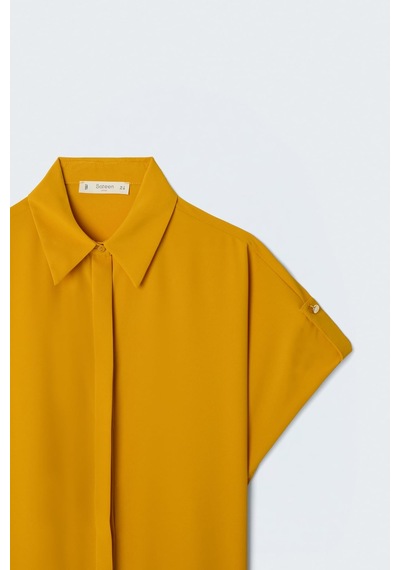 Sateen Kol Detaylı Salaş Gömlek - Safran-137628