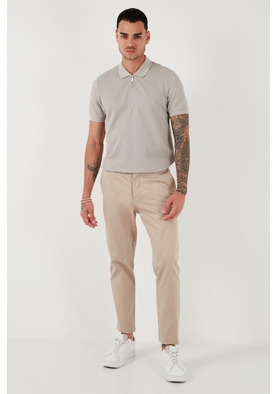 Buratti Pamuklu Regular Fit Fermuarlı Erkek Polo Yaka T Shirt 5902915 Gri