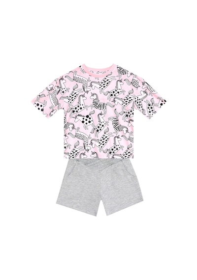 Denokids Mushi Unicorn Gang Kız Çocuk T-shirt Şort Takım Çok Renkli