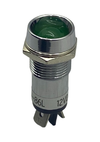 12v Göz Lambası Metal Büyük Ledli Yeşil 16 Mm