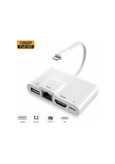 Ally Apple Uyumlu iPhone 3In1 Lightning Hdmı Rj45 Otg Digital Av Adaptör Hub