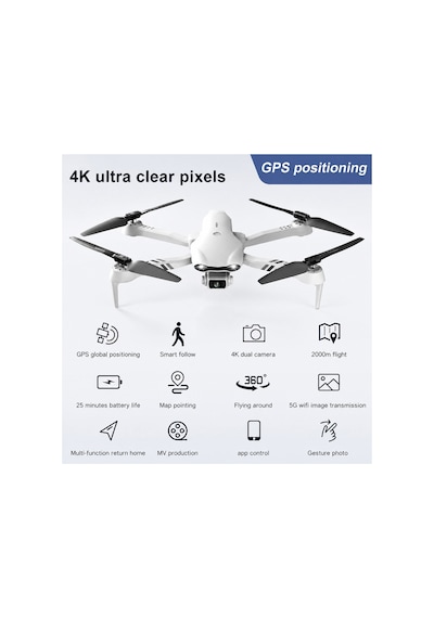 F10 Gps 6k Çift Kameralı Akıllı Dönüş Özellikli Drone Çift Batarya 2km Menzil 25 Dk Uçuş Süreli