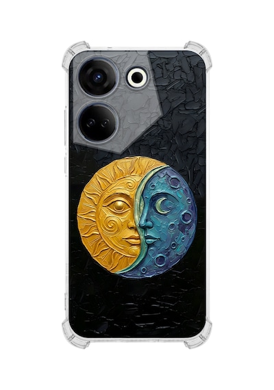 Printify Infinix Smart 8 İle Uyumlu Şeffaf Silikon Kılıf Uv Baskılı Esnek Tpu Kapak Güneş Ve Ay No3