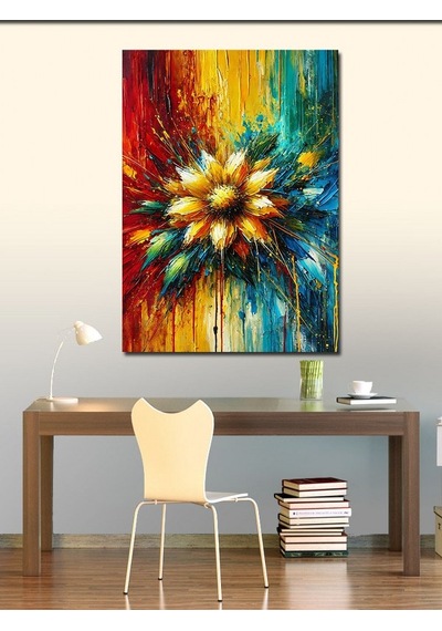 Kanvas Tablo Patlayan Renklerle Soyut Çizim 50cmx70cm
