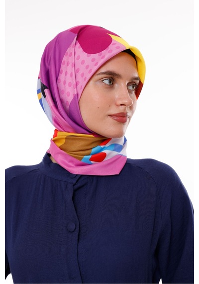 Tarzını Seç Grafik Rüzgarı Model Eşarp 100x100 Cm Renkli