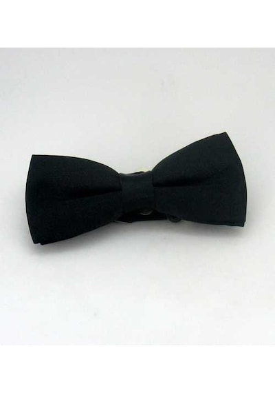 Siyah Çocuk Boy Düz Renk Saten Papyon - Cp-01