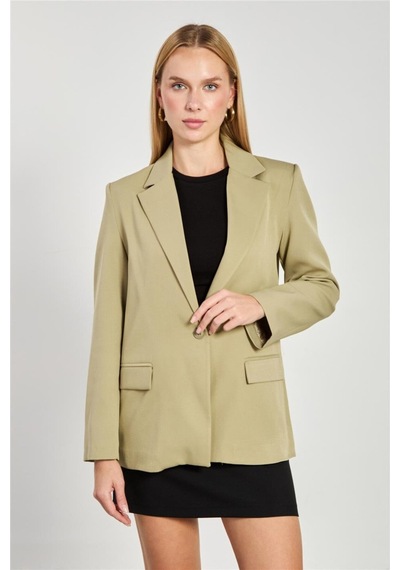 Barrels And Oıl Kadın Tek Düğmeli Blazer Ceket - Açık Haki Açık Haki