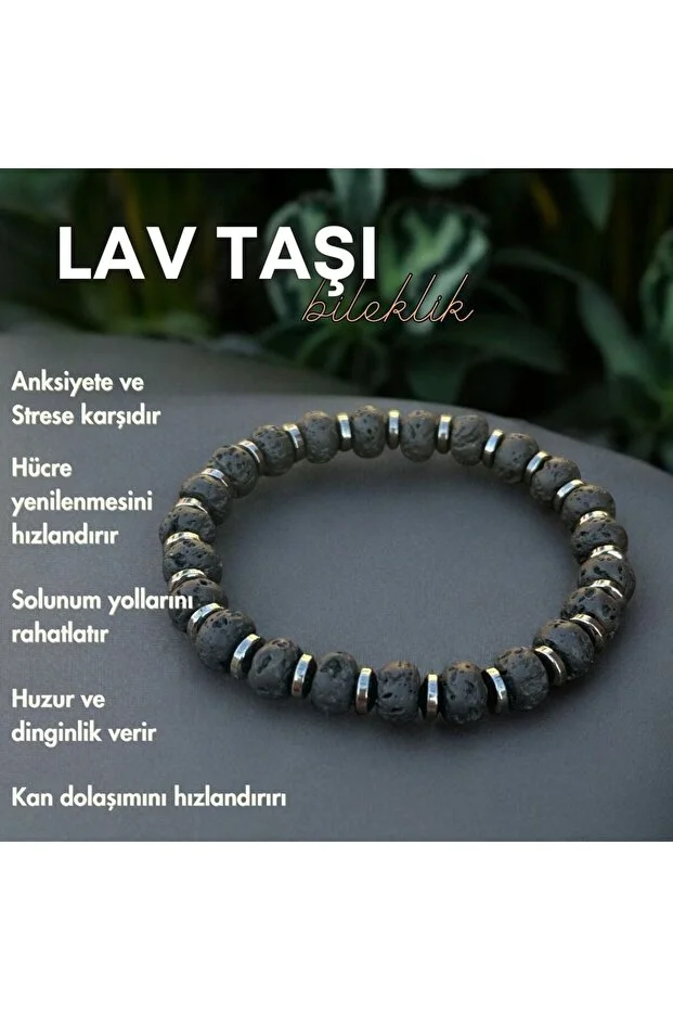 Lav Taşı Gerçek Doğal Taş Bileklik Çok Renkli