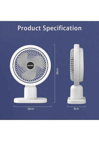 Hp-f01 Işıklı Vantilatör Usb Şarjlı Masaüstü Mini Fan 3 Kademeli Hız Ayarlı Kompakt Gövde Led Işık