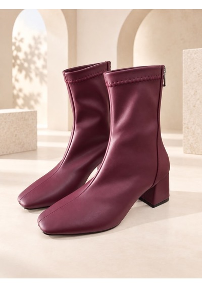 Dabab Shoes Azra Kadın Bordo Streç Cilt Kare Burun Arka Fermuarlı 6 Cm Kalın Topuklu Bot Bootie Dabab Shoes Azra Kadın Bordo Streç Cilt Kare Burun Arka Fermuarlı 6 Cm Kalın Topuklu Bot Bootie