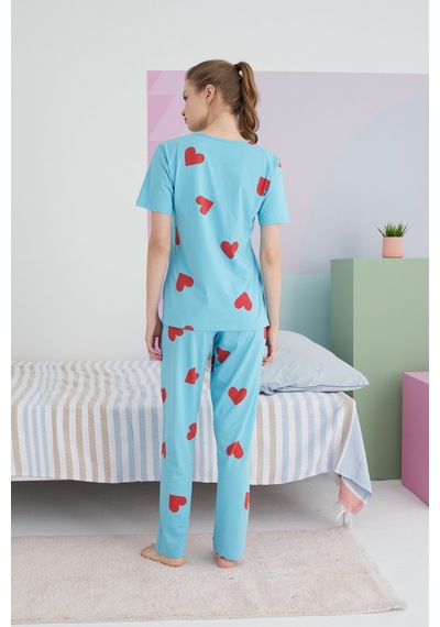 Siyah İnci Pamuklu Örme Pijama Takım 24117057 Çok Renkli