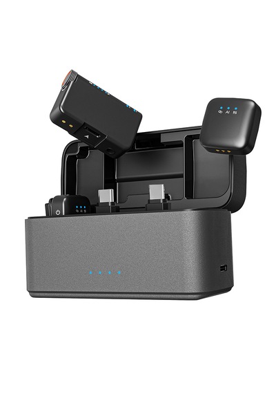 Jimi M15 Mic 2 2 Verici + 1 Alıcı + Şarj Kutusu Akıllı Gürültü Önleyici Wireless Kablosuz Yaka Mikrofonu