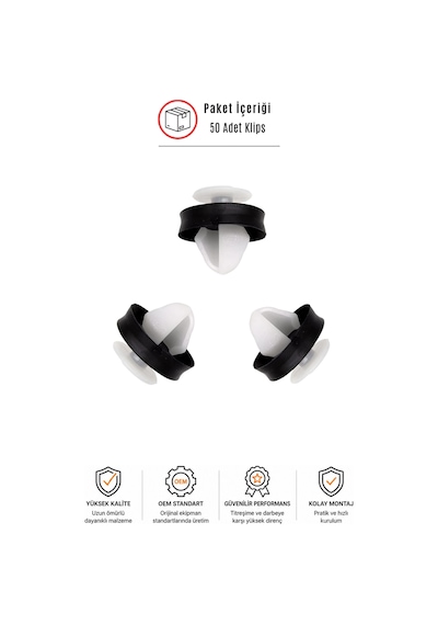 Peugeot Partner 207 208 307 308 3008 508 5008 Tepee Uyumlu Kapı Döşeme Klipsi 50 Adet
