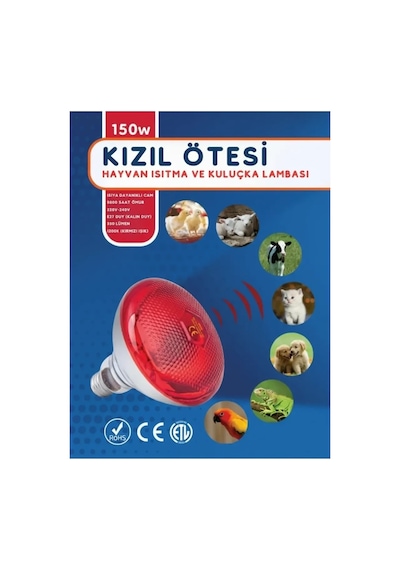 Ers- 6 Adet 150w Kızılötesi Isıtıcılı Hayvan Isıtma Ve Kuluçka Lambası Kırmızı Işık E27 Kalın Duy