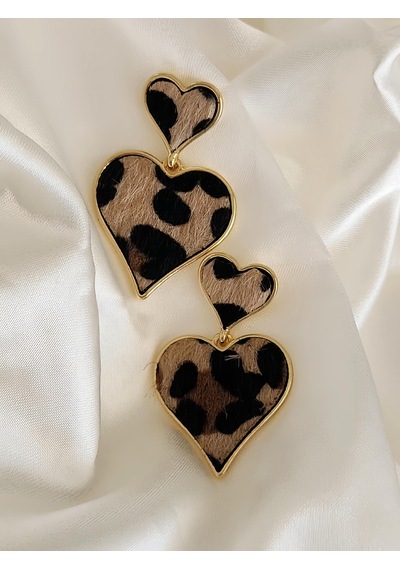 Leopar Kalp Sallantılı Model Küpe Leopar Desenli Çok Renkli
