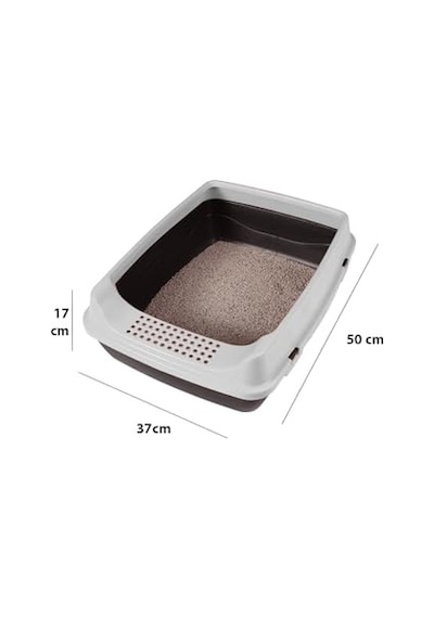 Açık Kedi Tuvaleti, 50x37x17 Cm, Yüksek Kenarlı Kedi Tuvalet Kabı, Kum Küreği Hediyeli Açık Bej