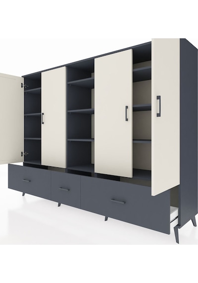 Hyperion Dolap 12 Raflı 3 Çekmeceli 4 Kapaklı 220x44x163 Antrasit Antrasit-aytaşı/antrasit Hyperion Dolap 12 Raflı 3 Çekmeceli 4 Kapaklı 220x44x163 Antrasit Antrasit-aytaşı/antrasit