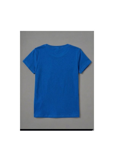 Pembe Kelebek Desenli Baskılı Kompakt T-shirt Mavi
