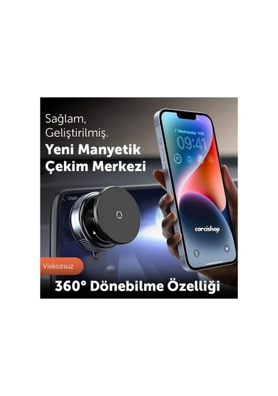 Tesla Model Y/x/s/juniper İçin Kablosuz Araç Telefon Tutucu Manyetik Aynaya Cama Zemine Yapışır K009 Siyah