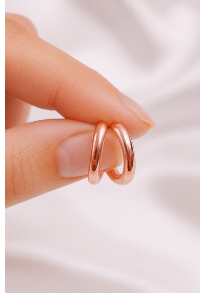 Çekirdekjewelry 925 Ayar Gümüş Düz Sade Halka Küpe Pembe