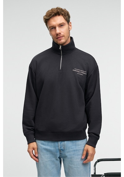 Grımelange BRAM Erkek %100 Pamuk Dik Yakalı Yarım Fermuarlı Baskılı Antrasit Sweatshirt Grımelange BRAM Erkek %100 Pamuk Dik Yakalı Yarım Fermuarlı Baskılı Antrasit Sweatshirt