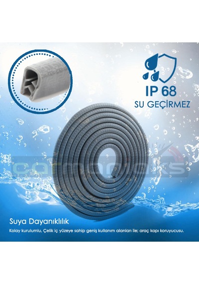 Gri Oto Kapı Fitili Çizilme Önleyici Araç Kapı Koruyucu Fit