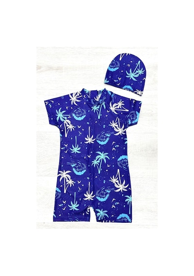 My Kids Wear Boneli ,pervaz Fermuarlı ,güneş Korumalı Erkek Çocuk Tulum Mayo Koyu Lacivert