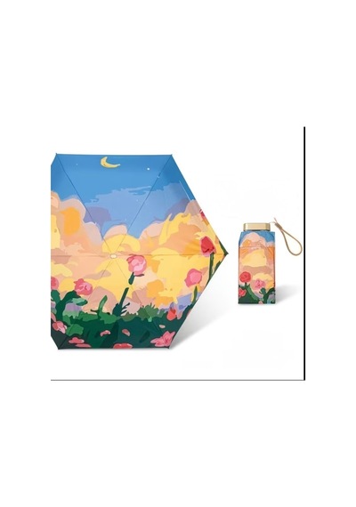 Lilly Uv 50+ Taşınabilir Şemsiye,ultra Hafif Güneş Uv Korumalı Şemsiye, Rose Under The Moon Sarı Sarı