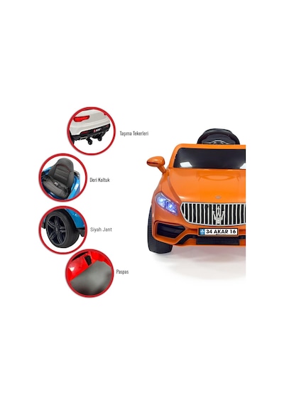 Massimo Gt 4x2 12v Uzaktan Kumandalı Led Farlı 2x Arka Süspansiyonlu Kemerli Çocuk Akülü Araba Turuncu