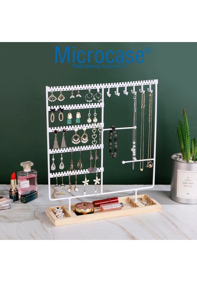 Microcase Ahşap Tabanlı Masaüstü Kolye Küpe Bileklik Takı Aksesuar Organizer Standı Al5462 Siyah