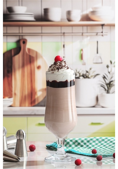Lav Nevakar Cam Kokteyl Bardağı 6'lı 385 ml (Meşrubat/Smoothie /Milkshake/Soğuk Kahve Bardağı )
