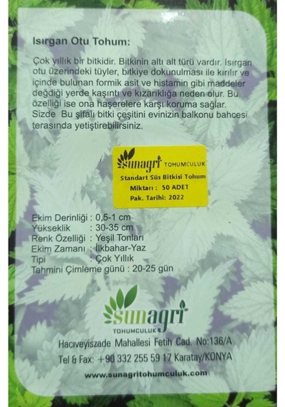 Isırgan Otu Tohumu 50 Adet
