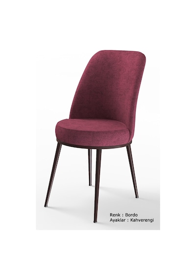 Canisa Concept Dexa Serisi Bordo Renk 4 Adet Sandalye, Renk Bordo, Ayaklar Kahverengi Bordo