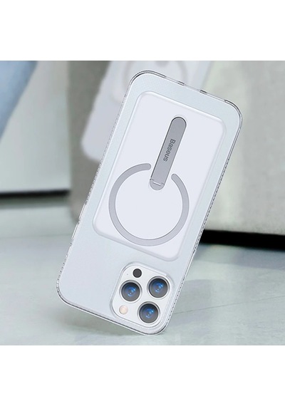 Baseus Apple iPhone Uyumlu 13 Pro Max 6.7 Manyetik Magsafe Standlı Silikon Kılıf- 5775 Şeffaf