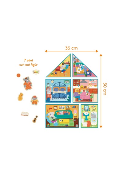 Moritoys My Dream House - 6in1 Puzzle 2-3-4-6-8-10 Parça Yapboz İle Hayalindeki Evi İnşa Et
