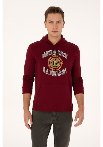 U.S. Polo Assn. Erkek Regular Fit Kapüşonlu Şardonlu Bordo Sweatshirt 50308999-VR014