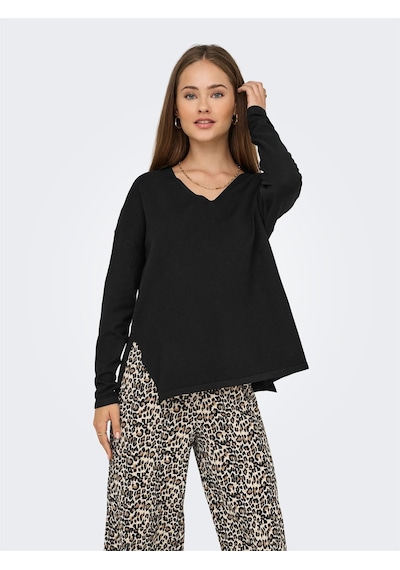 Only Onlamalıo Lıfe Ls V-neck Knt Kadın Black Kazak - 15340735 Black