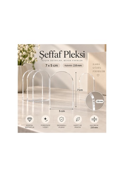 25 Adet 7x5 Cm Üstten Delikli Şeffaf Dökme Pleksi 2.8 Mm Kalınlık Akrilik Plaka Nikah Şekeri, Magnet Ve Hobi İçin Çok Renkli