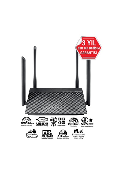 Asus Rt-ac1200 Wıfı5 Ac1200 Gigabit Dual Band Router-218373