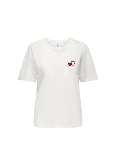 Only Onlhappy S/s Emb Top Jrs Kadın T-shirt 15370117 Beyaz
